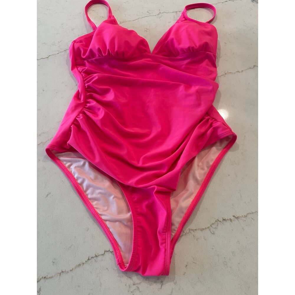 CupShe One Piece Swim Suit Tummy Control Hot Pink Large NWT